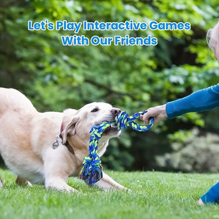 Heavy-Duty Rope Knot Dog Toys For Large Breeds Dental Health Chew And Interactive Tug Of War Play Pet Supplies - Zyrawave