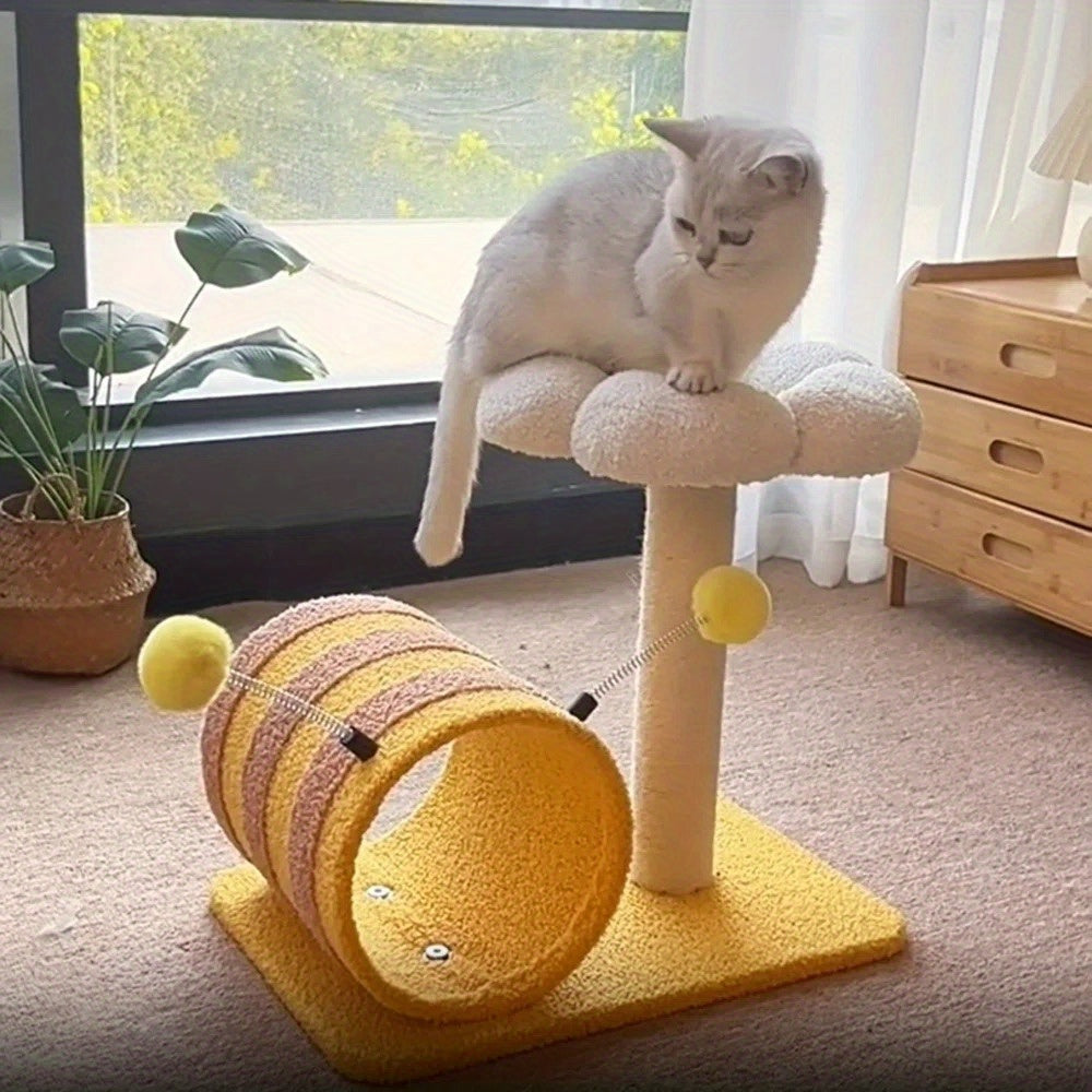 Bee Cat Climbing Frame Sisal Cat Scratching Board No Debris Or Occu... - Zyrawave
