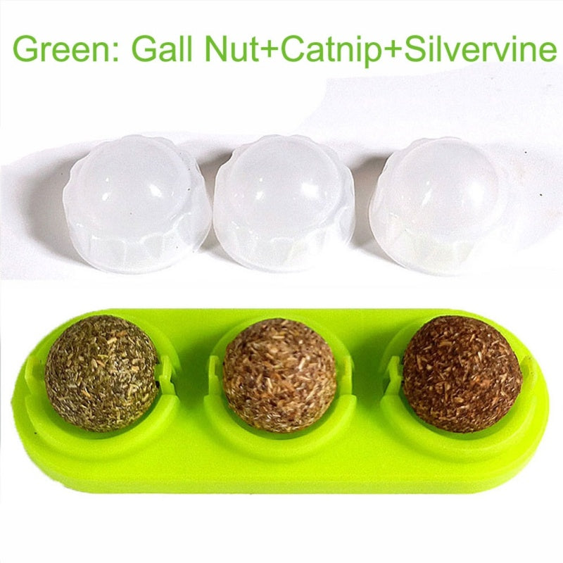 3pcs  Lot Self-adhesive Rotated Catnip Lick Ball - Zyrawave