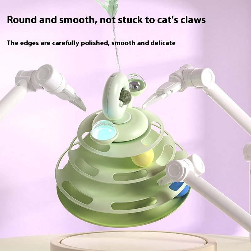 4 Levels Cat Toy Tower Turntable Roller Balls Toys Interactive Intelligence Pets Toys Training Track Puzzle Funny Games Accessories Pet Products - Zyrawave