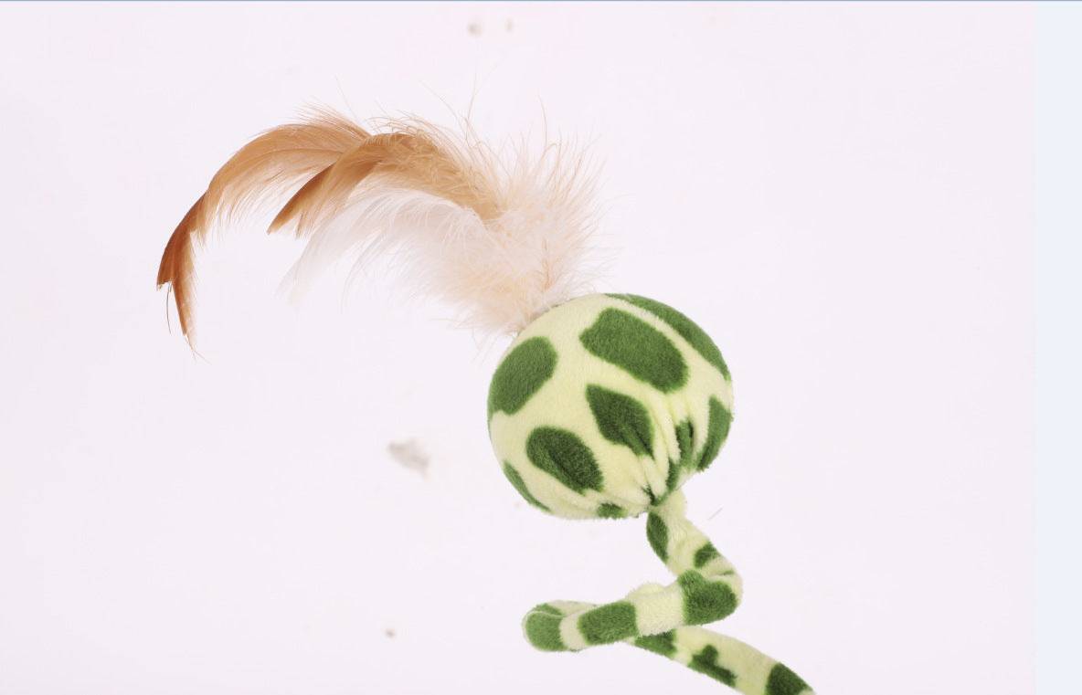Missy Spring Snake Shape Toy With Feather & Ball - Zyrawave