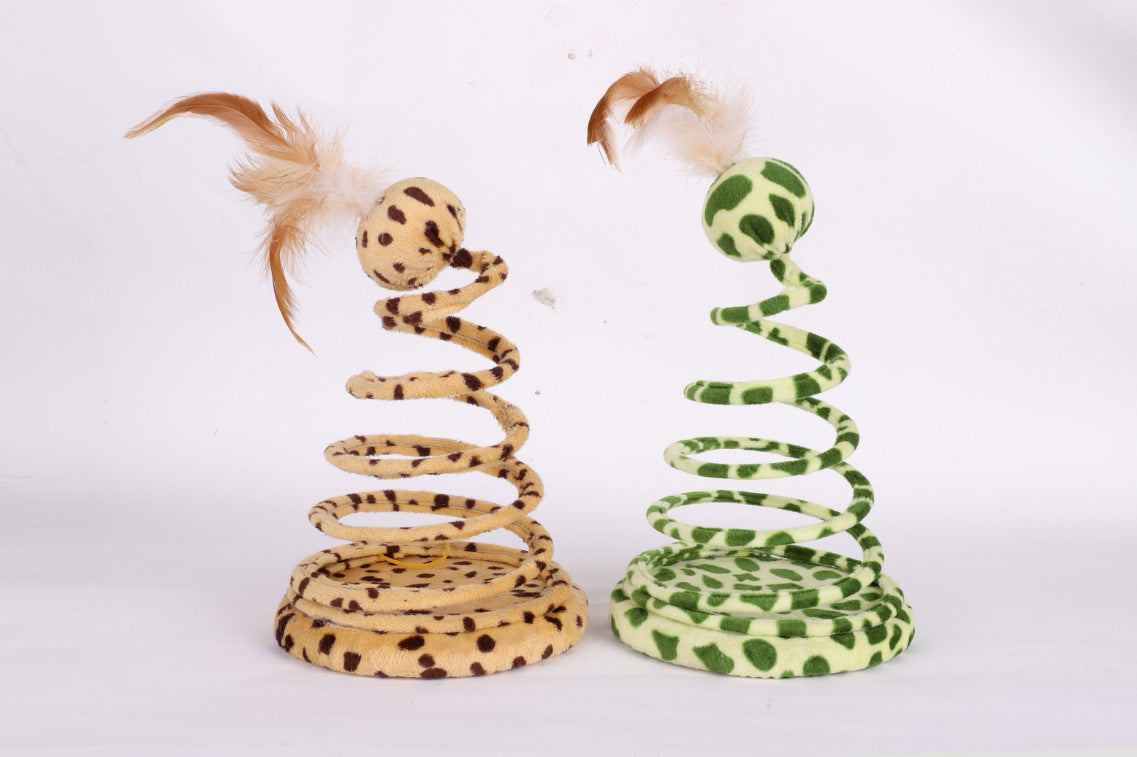 Missy Spring Snake Shape Toy With Feather & Ball - Zyrawave