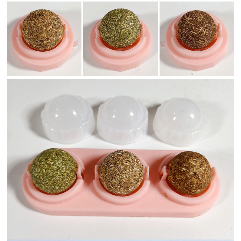 3pcs  Lot Self-adhesive Rotated Catnip Lick Ball - Zyrawave