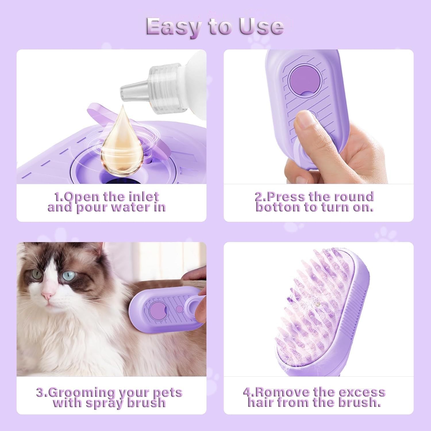 Cat Steam Brush For Shedding 3 In 1 Cat Steamy Brush Cleanser With ... - Zyrawave