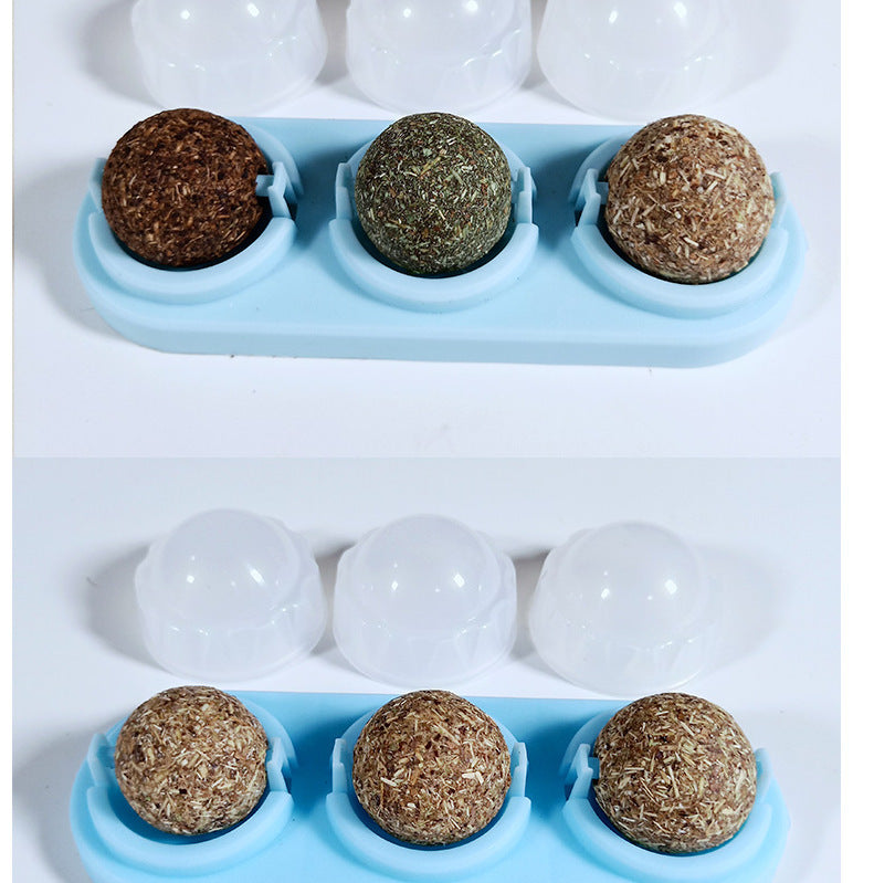 3pcs  Lot Self-adhesive Rotated Catnip Lick Ball - Zyrawave