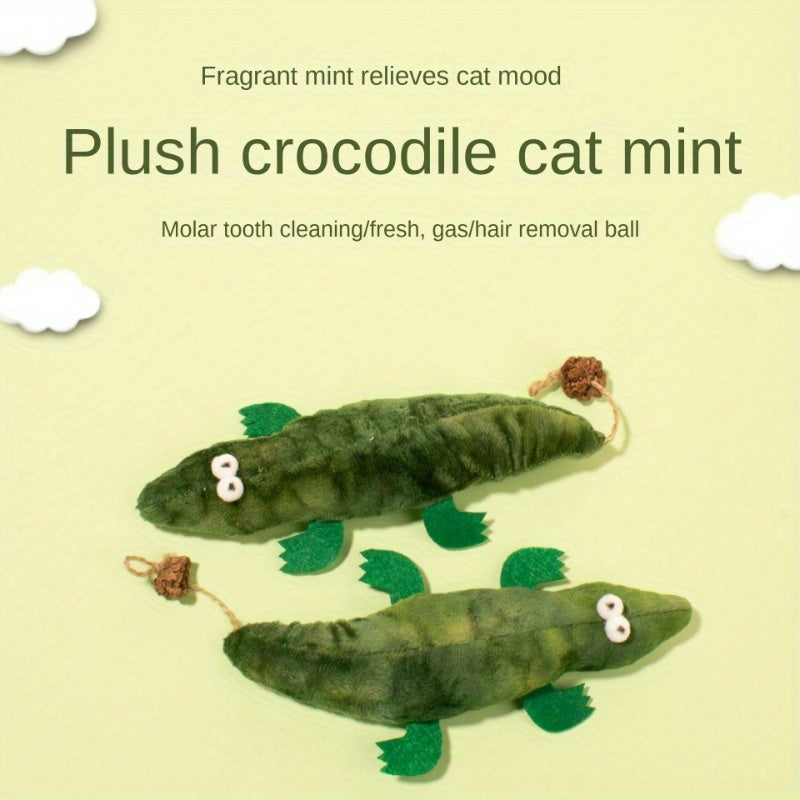 Plush Alligator Catnip Toy Durable Plant Based Cat Toy With A Peppe... - Zyrawave