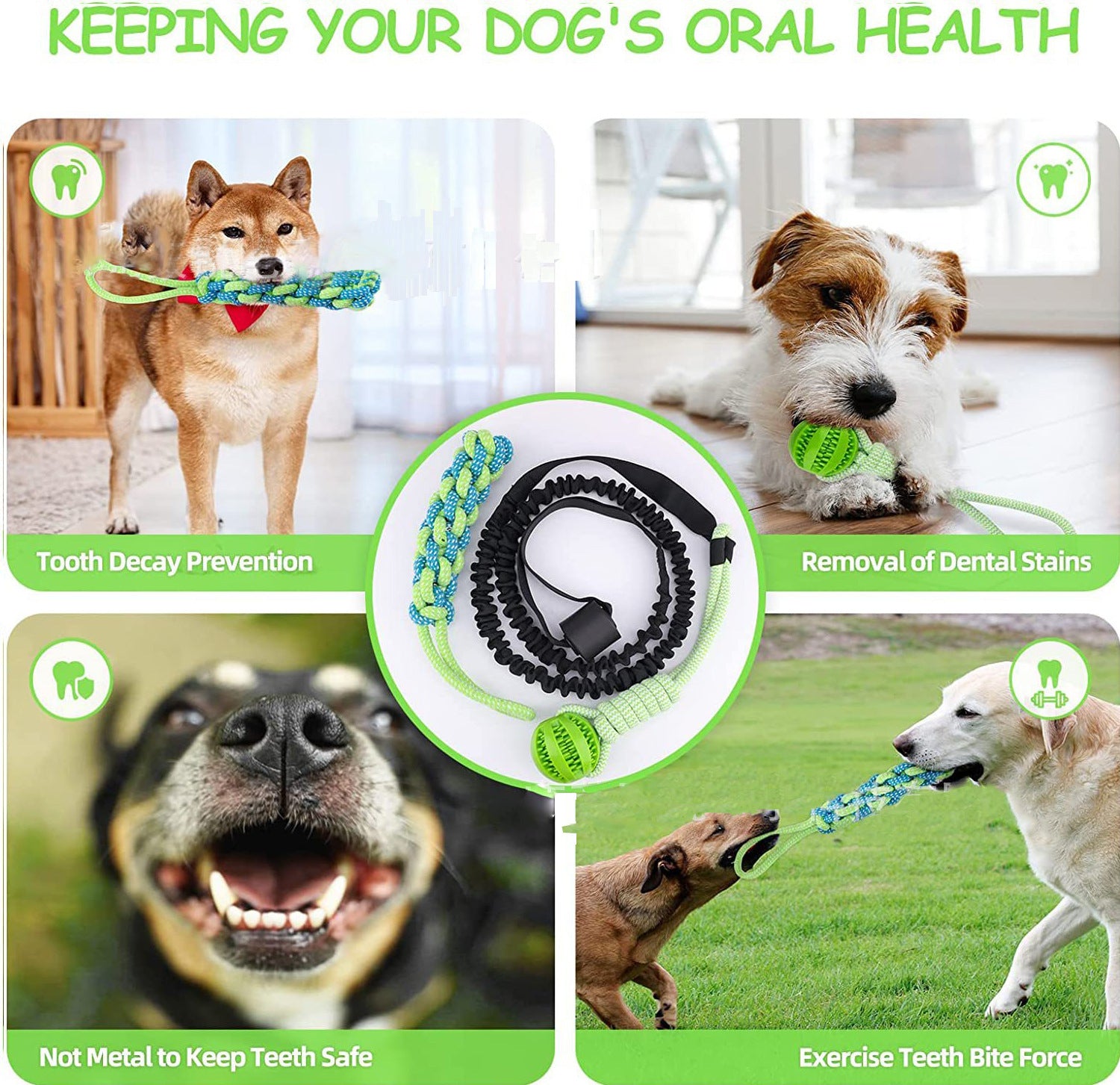 Dog Tug Of War Rope Molar Cleaning Tooth Bite Rope Toy Outdoor Inner - Zyrawave