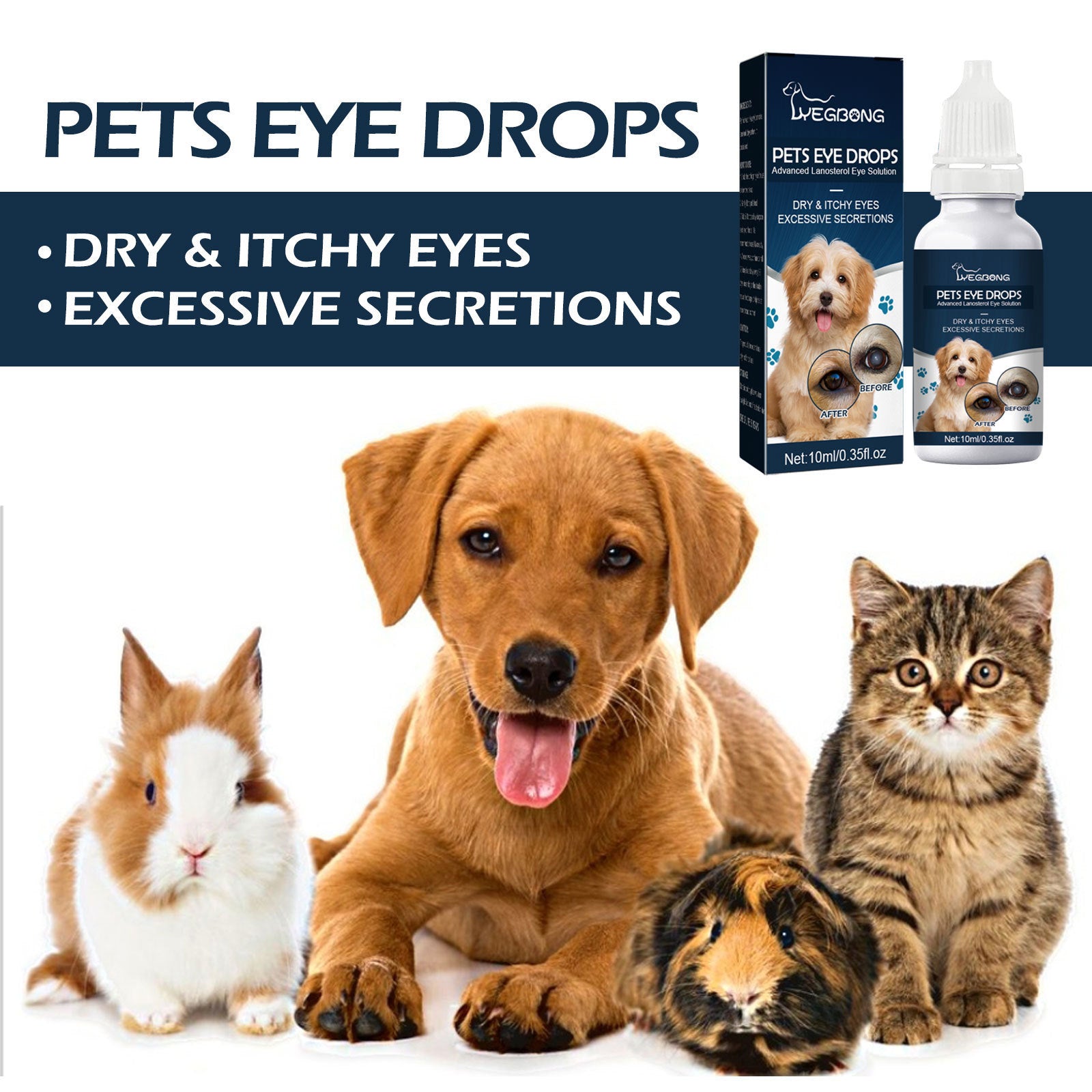 Pet Eye Drops Tear Removal Relieve Itching - Zyrawave