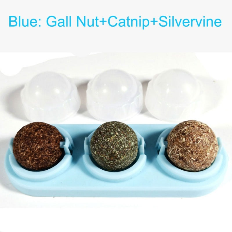 3pcs  Lot Self-adhesive Rotated Catnip Lick Ball - Zyrawave