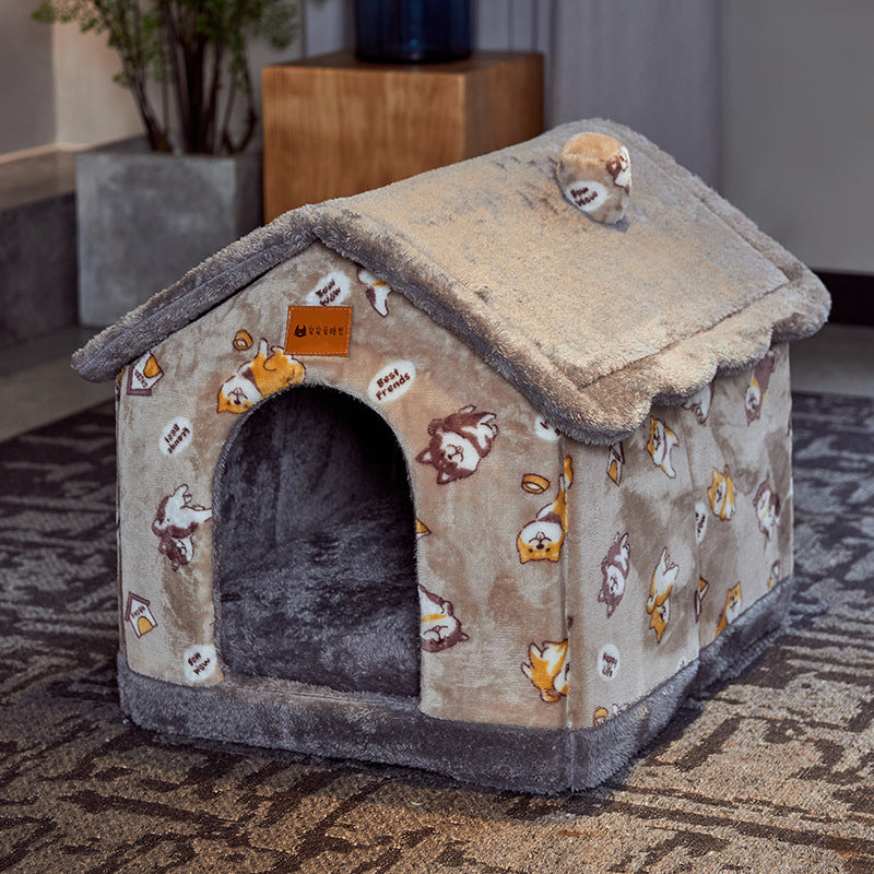 Foldable Dog House Pet Cat Bed Winter Dog Villa Sleep Kennel Remova... - Zyrawave