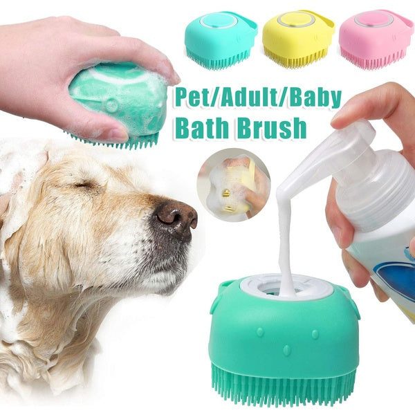 Silicone Dog Bath Massage Gloves Brush Pet Cat Bathroom Cleaning Tool Comb Brush For Dog Can Pour Shampoo Dog Grooming Supplies - Zyrawave