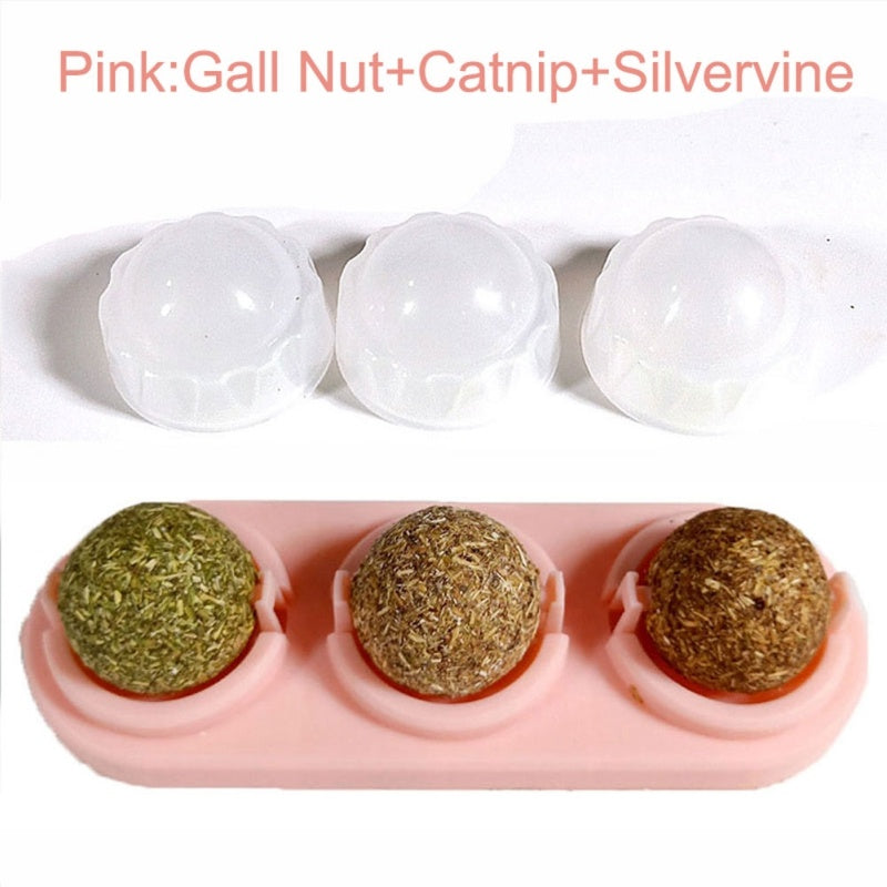 3pcs  Lot Self-adhesive Rotated Catnip Lick Ball - Zyrawave