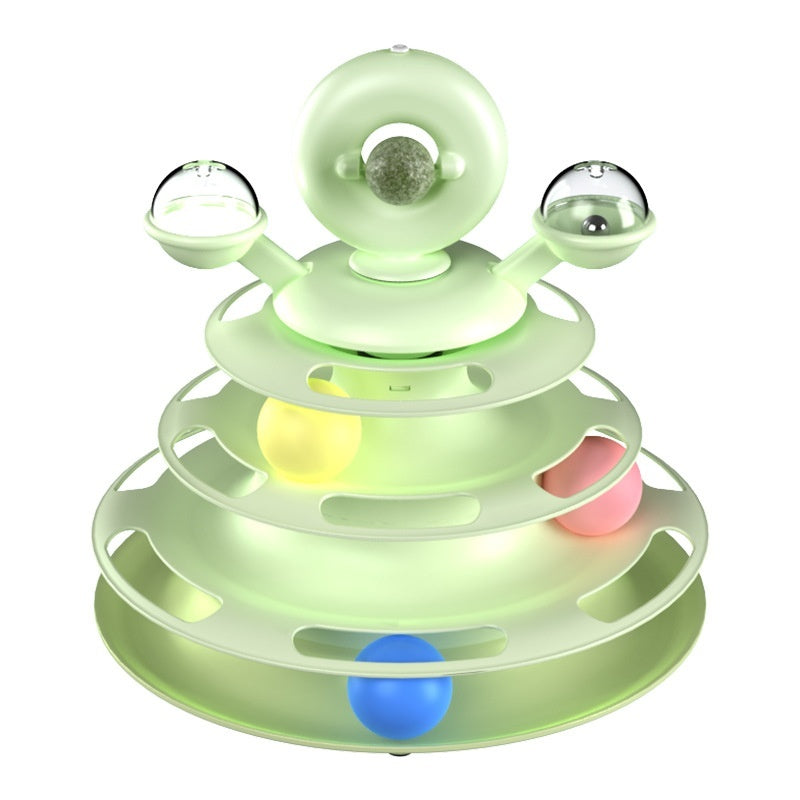 4 Levels Cat Toy Tower Turntable Roller Balls Toys Interactive Intelligence Pets Toys Training Track Puzzle Funny Games Accessories Pet Products - Zyrawave