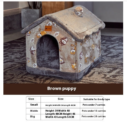 Foldable Dog House Pet Cat Bed Winter Dog Villa Sleep Kennel Remova... - Zyrawave