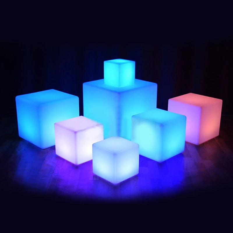 Outdoor Party Activity Decoration LED Luminous Cube Stool Rechargeable Waterproof Chair For DJ Bar Wedding Birthday Christmas