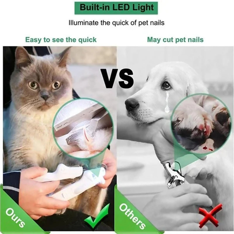 Pet Nail Clippers With LED Light Dogs Cat Nail Scissors Professional Trimmer Tool Care Grooming Supplies - Zyrawave