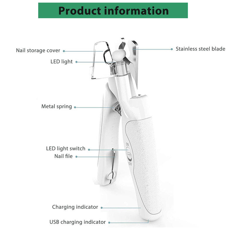 Pet Nail Clippers With LED Light Dogs Cat Nail Scissors Professional Trimmer Tool Care Grooming Supplies - Zyrawave