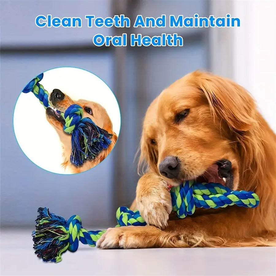 Heavy-Duty Rope Knot Dog Toys For Large Breeds Dental Health Chew And Interactive Tug Of War Play Pet Supplies - Zyrawave