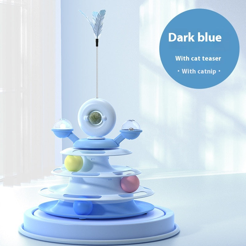 4 Levels Cat Toy Tower Turntable Roller Balls Toys Interactive Intelligence Pets Toys Training Track Puzzle Funny Games Accessories Pet Products - Zyrawave