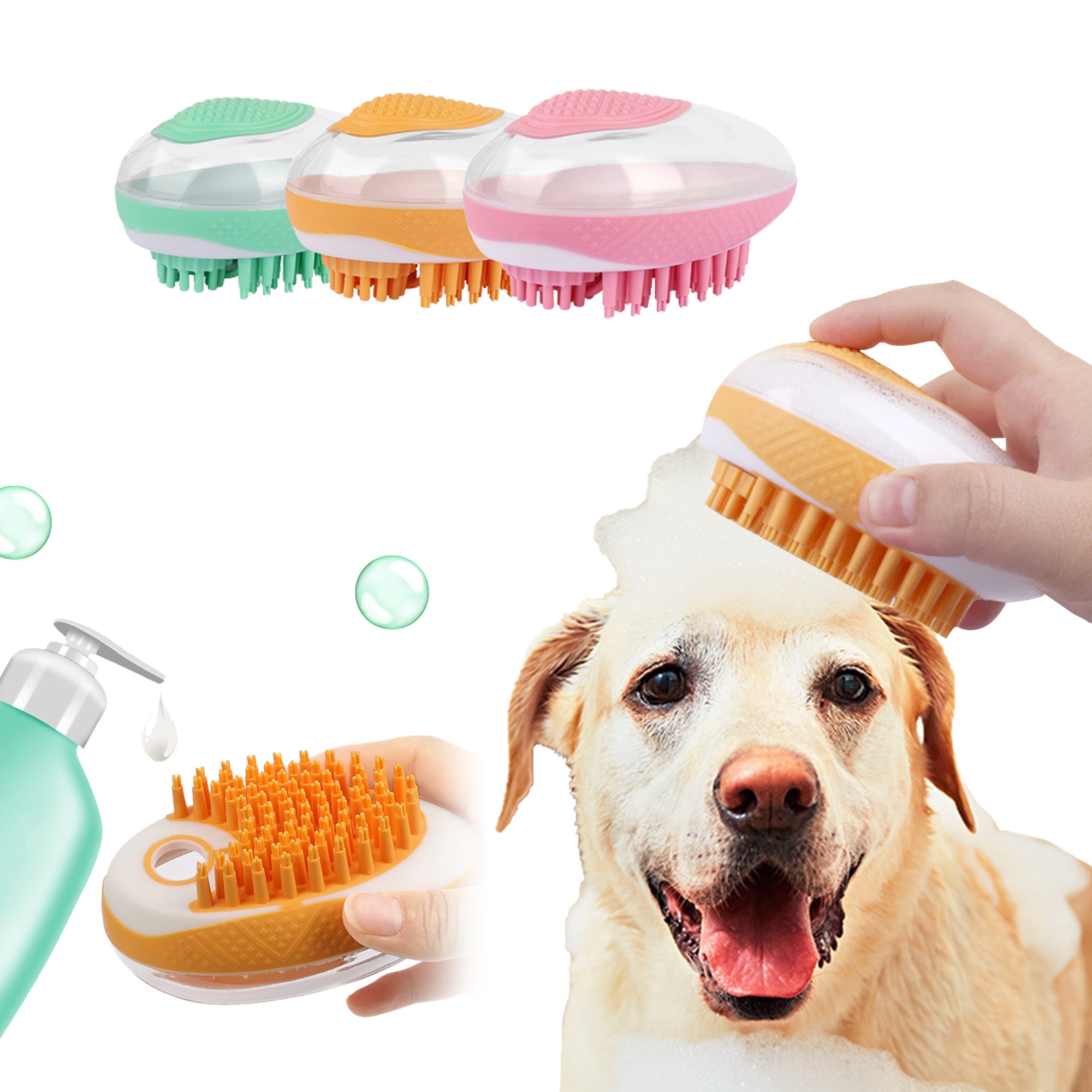 2-in-1 Pet Bath Brush – Soft Silicone Dog & Cat Grooming and Massage Comb - Zyrawave