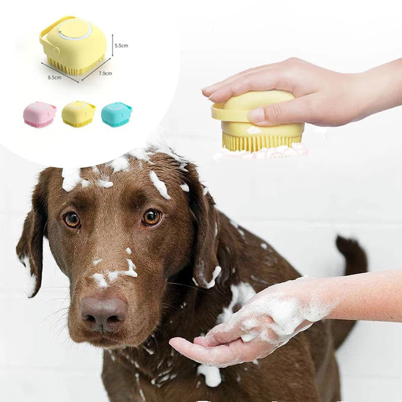 Silicone Dog Bath Massage Gloves Brush Pet Cat Bathroom Cleaning Tool Comb Brush For Dog Can Pour Shampoo Dog Grooming Supplies - Zyrawave