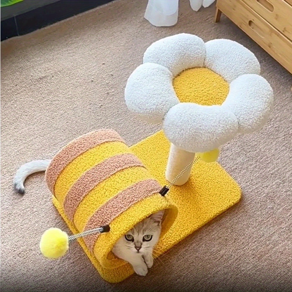 Bee Cat Climbing Frame Sisal Cat Scratching Board No Debris Or Occu... - Zyrawave