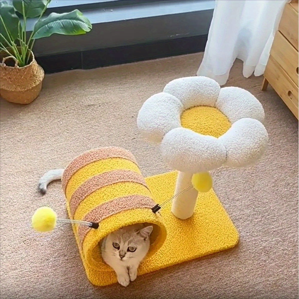Bee Cat Climbing Frame Sisal Cat Scratching Board No Debris Or Occu... - Zyrawave