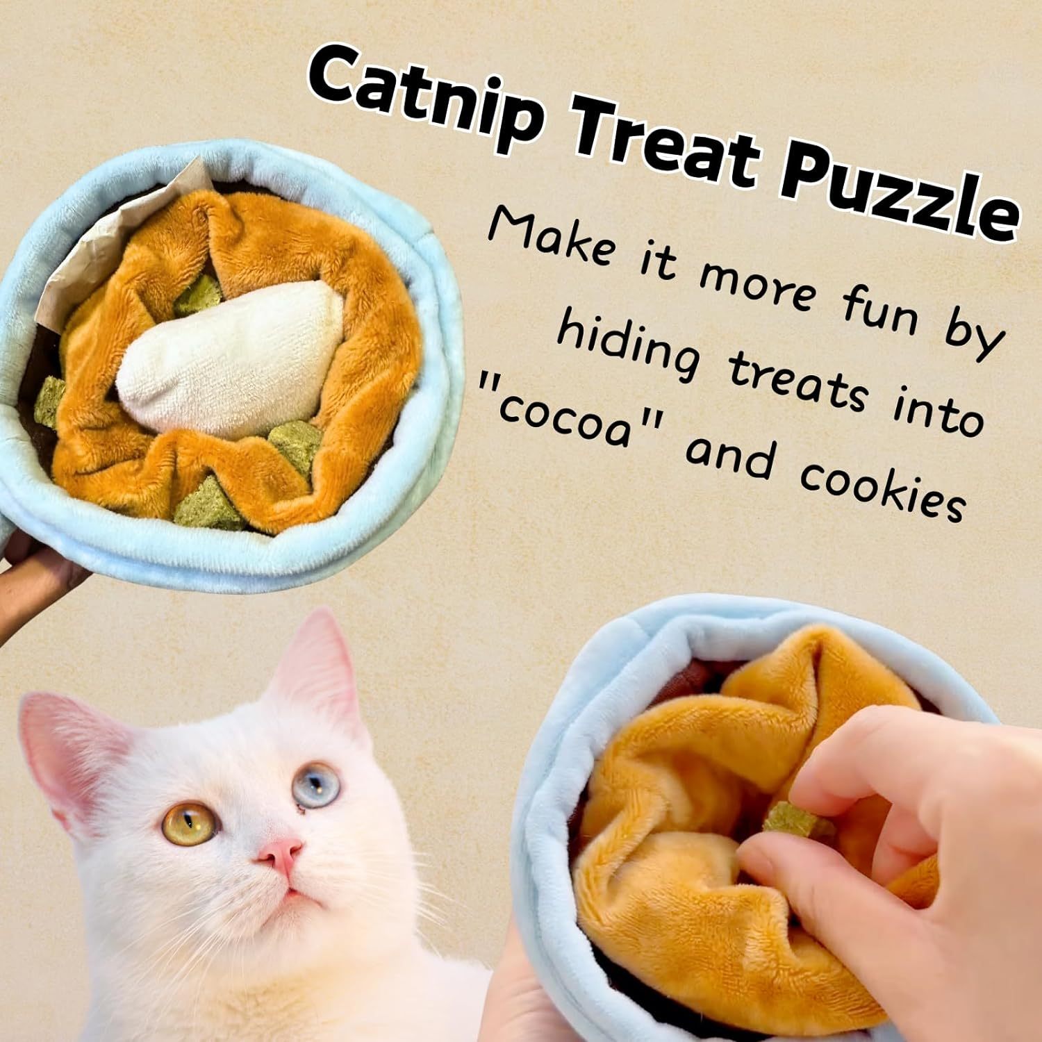 Catnip Toys For Cats Hot Cocoa Cat Treat Puzzle Interactive Cat Che... - Zyrawave