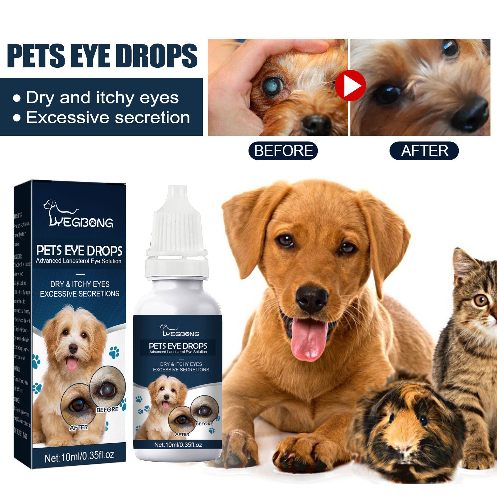 Pet Eye Drops Tear Removal Relieve Itching - Zyrawave