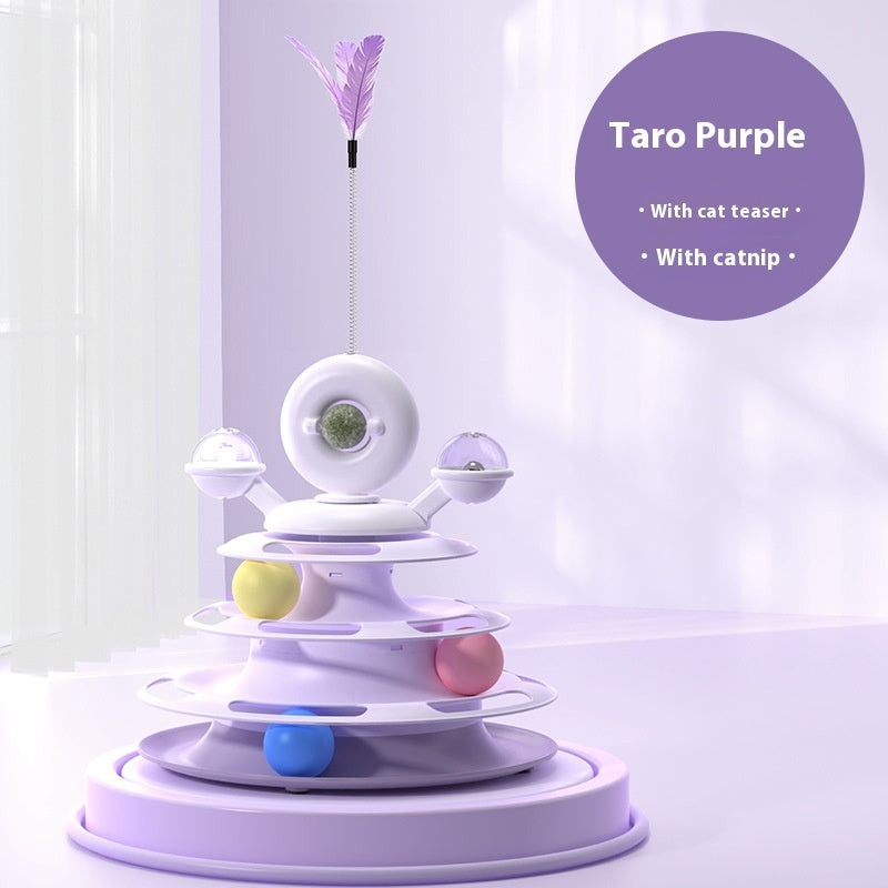4 Levels Cat Toy Tower Turntable Roller Balls Toys Interactive Intelligence Pets Toys Training Track Puzzle Funny Games Accessories Pet Products - Zyrawave