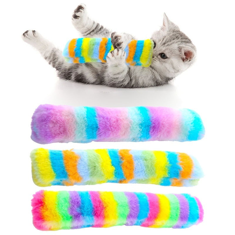 Rainbow Long Plush Cat Pillow Pet Toy - Zyrawave