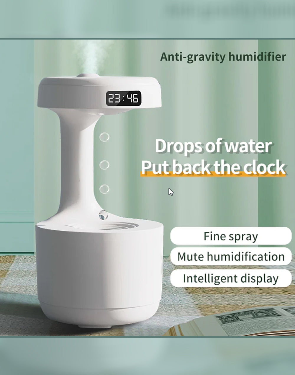 Anti-Gravity Ultrasonic Humidifier with LED Ambiance – Transform Your Air, Transform Your Space